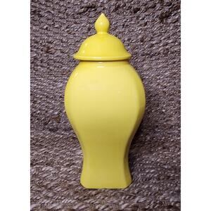 Vintage Japanese Ginger Jar 14.5“ Tall Rich Egg Yolk Bright Yellow Glaze Urn